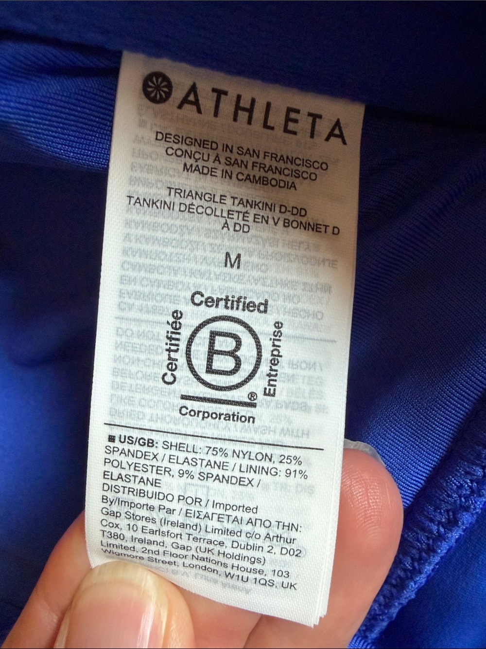 Athleta Royal Blue Triangle Tankini Swim Top - Picture 3 of 9